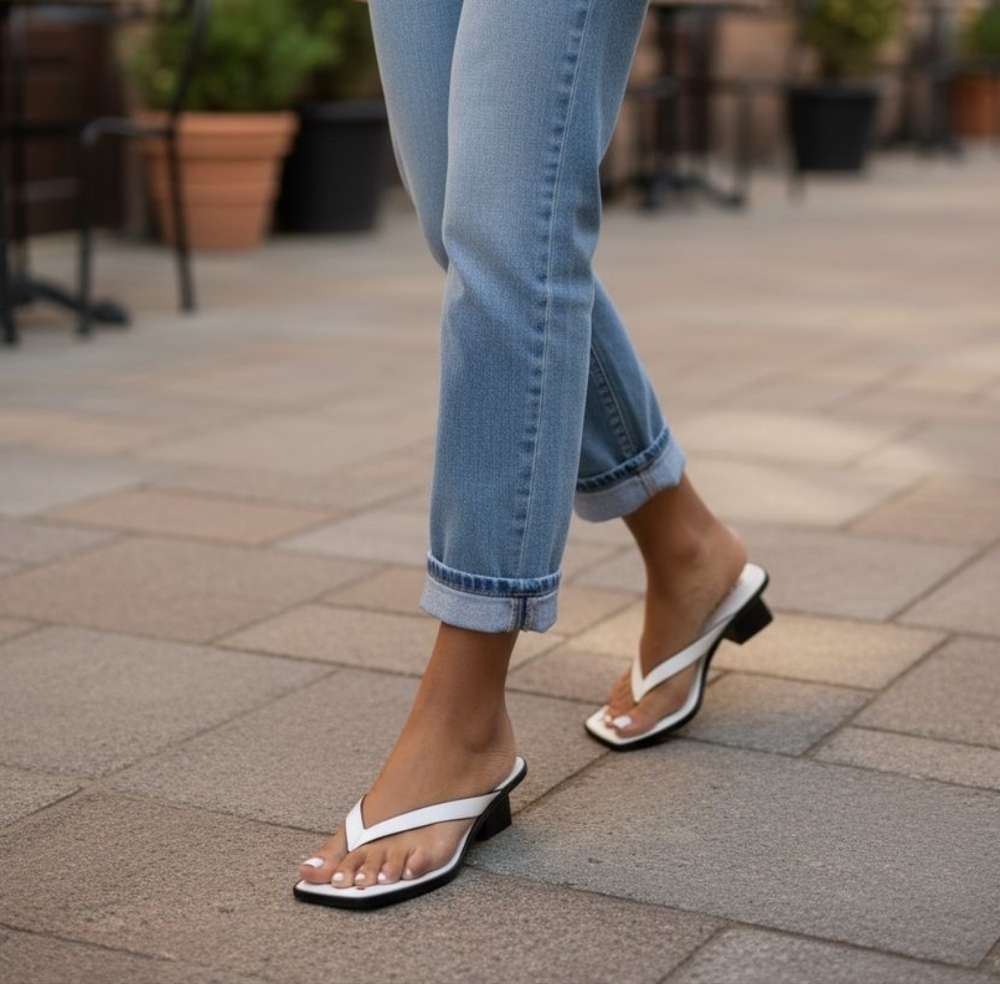Frame LE CARBON LEATHER SANDAL IN BLANC